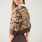 leopard print cardigan with wool in beige