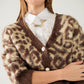 leopard print cardigan with wool in beige