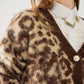 leopard print cardigan with wool in beige