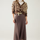 leopard print cardigan with wool in beige