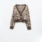 leopard print cardigan with wool in beige