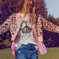 Q2 leopard print cardigan with wool in pink