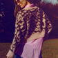 leopard print cardigan with wool in pink