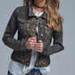 Q2 Leopard Print Denim Jacket in denim fabric