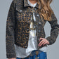 Leopard Print Denim Jacket in denim fabric