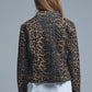 Leopard Print Denim Jacket in denim fabric