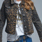 Leopard Print Denim Jacket in denim fabric
