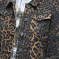 Leopard Print Denim Jacket in denim fabric