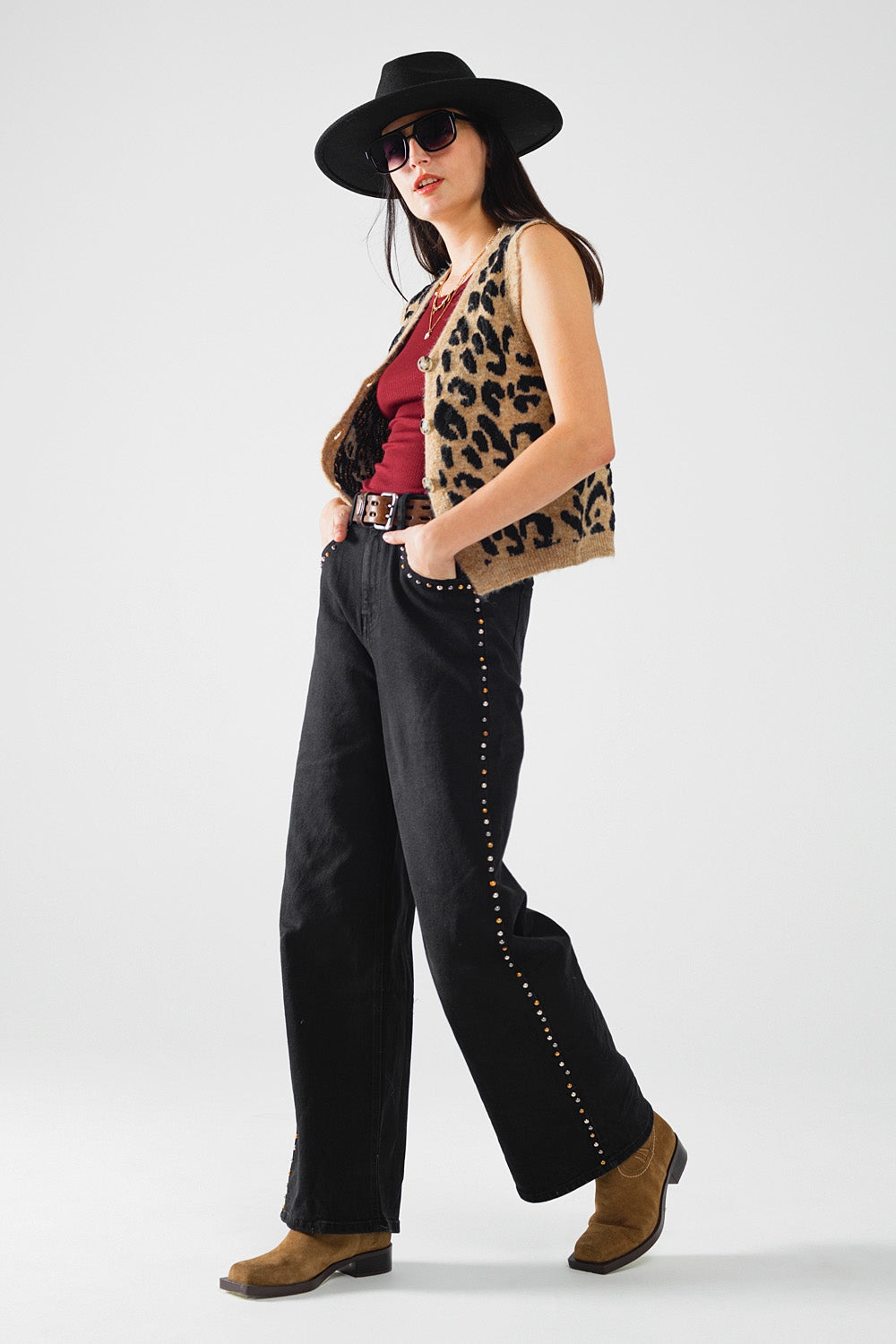 leopard print knitted vest