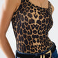 Top de tirantes de licra con estampado de leopardo