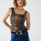 Q2 Leopard print Spandex strappy top