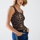 Top de tirantes de licra con estampado de leopardo