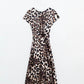 Leopard print maxi dress with knotted detail at the waist