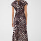 Leopard print maxi dress with knotted detail at the waist