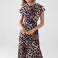 Leopard print maxi dress with knotted detail at the waist