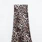 Leopard print mid-rise Flared midi skirt