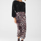 Leopard print mid-rise Flared midi skirt