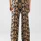 Leopard print pants with stretchy knit and drawstring detail