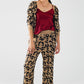 Leopard print pants with stretchy knit and drawstring detail