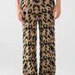 Leopard print pants with stretchy knit and drawstring detail