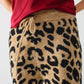 Leopard print pants with stretchy knit and drawstring detail