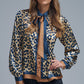 Q2 Leopard-Print Satin blouse with tie detail