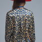 Leopard-Print Satin blouse with tie detail