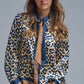 Leopard-Print Satin blouse with tie detail