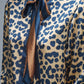 Leopard-Print Satin blouse with tie detail