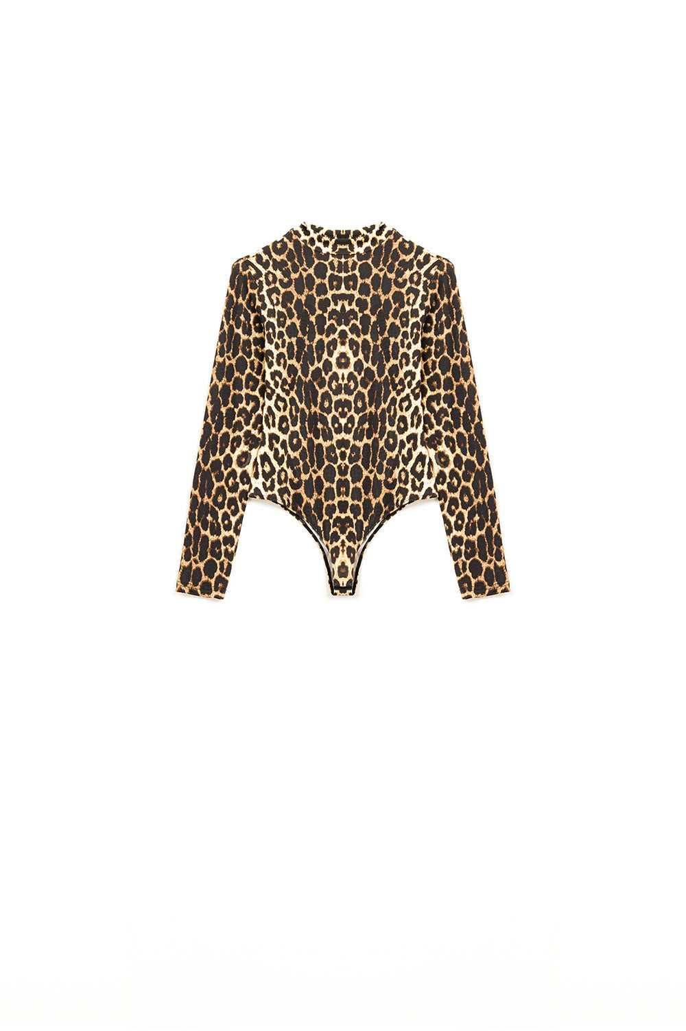 Body de spandex con estampado de leopardo y manga larga