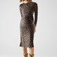 Q2 Leopard print Spandex dress with bow detail