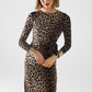 Leopard print Spandex dress with bow detail