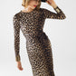 Leopard print Spandex dress with bow detail