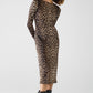 Leopard print Spandex dress with pleat detail at the waist