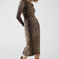 Q2 Leopard print Spandex dress with pleat detail at the waist