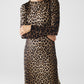 Leopard print Spandex dress with pleat detail at the waist