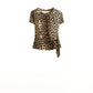 Leopard print Spandex t-shirt with bow detail