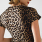 Leopard print Spandex t-shirt with bow detail