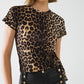 Leopard print Spandex t-shirt with bow detail