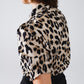 Leopard Print Tie-Neck Shirt With Puff Sleeves