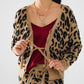 Leopard printed long sleeve cardigan with bows detail