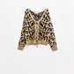 Leopard printed long sleeve cardigan with bows detail