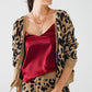 Q2 Leopard printed long sleeve cardigan with bows detail