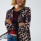 leopard shirt with black satin detail