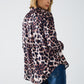 leopard shirt with black satin detail