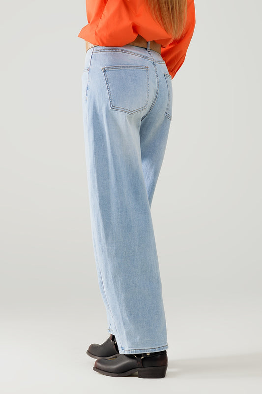 Light Blue denim bubble Leg Jeans with high waist