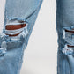 Jeans doble roto azul claro