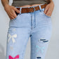 Light Blue super Skinny Jeans With Bow ties and Ripped Holes