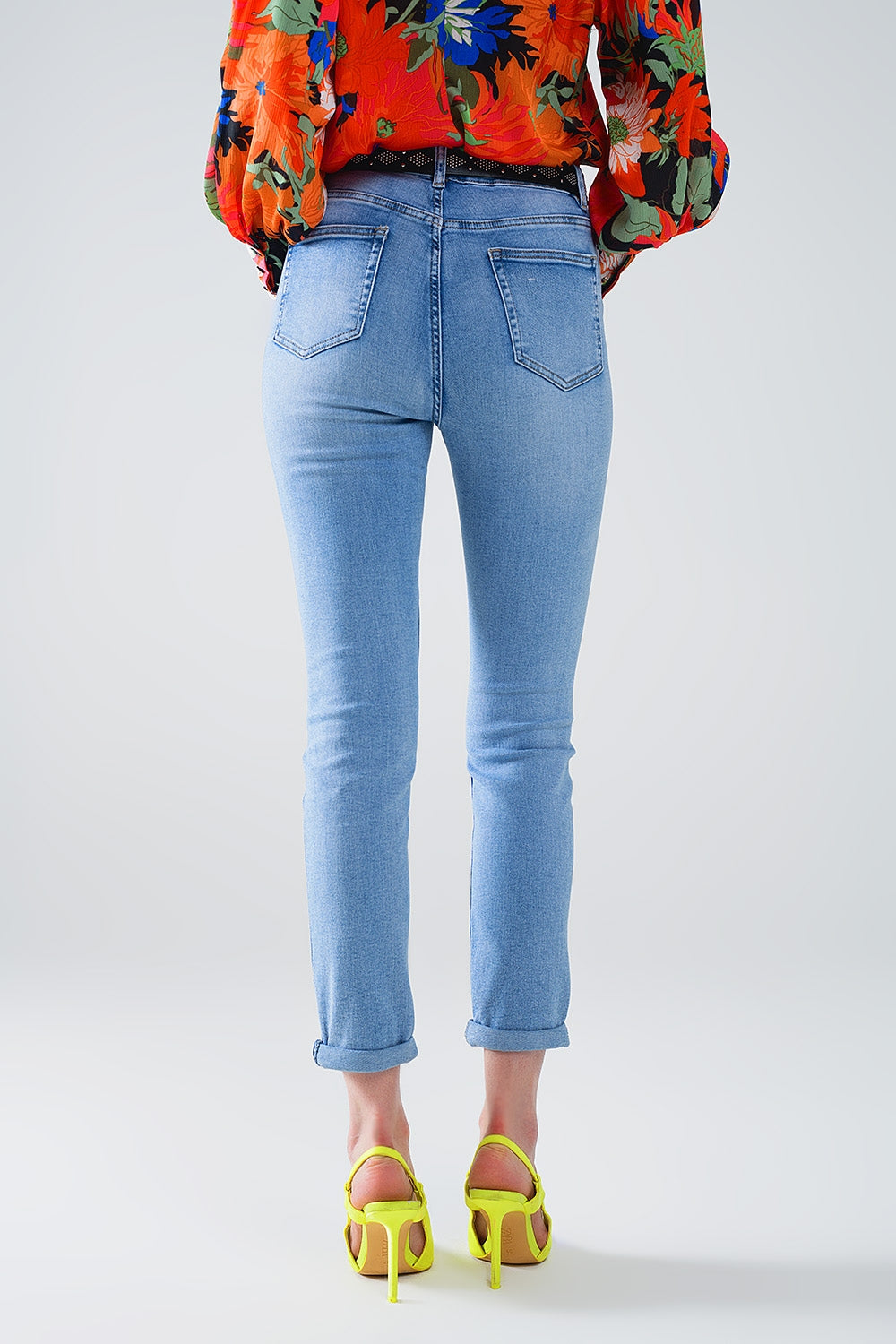 Light Denim Skinny Jeans With Pockets