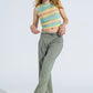 Light Green Relaxed Pants With Drawstring Closing And Side Pockets